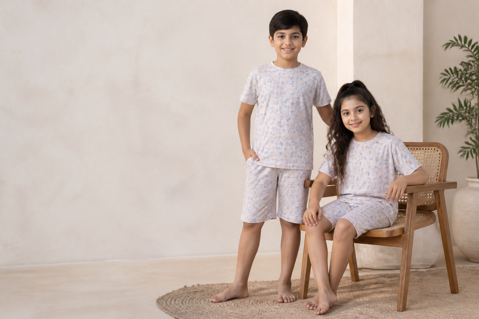 Kids Half-Pajama Set · Light All-Over model fabric presentation