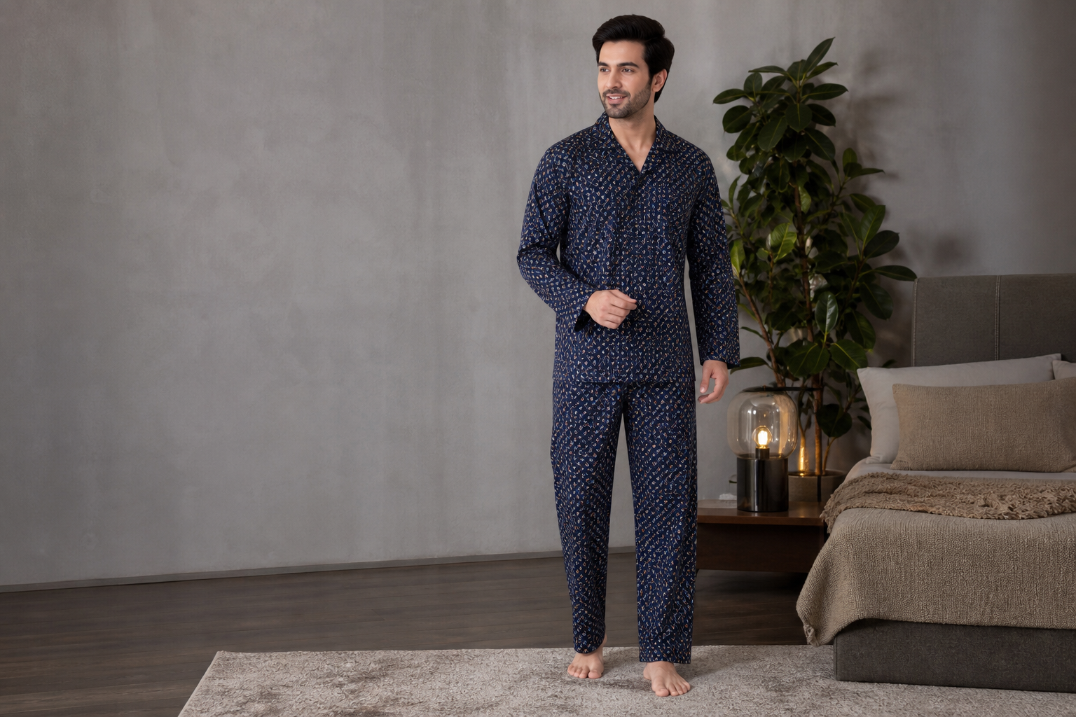 Men Night Suit · Dark All-Over model fabric presentation