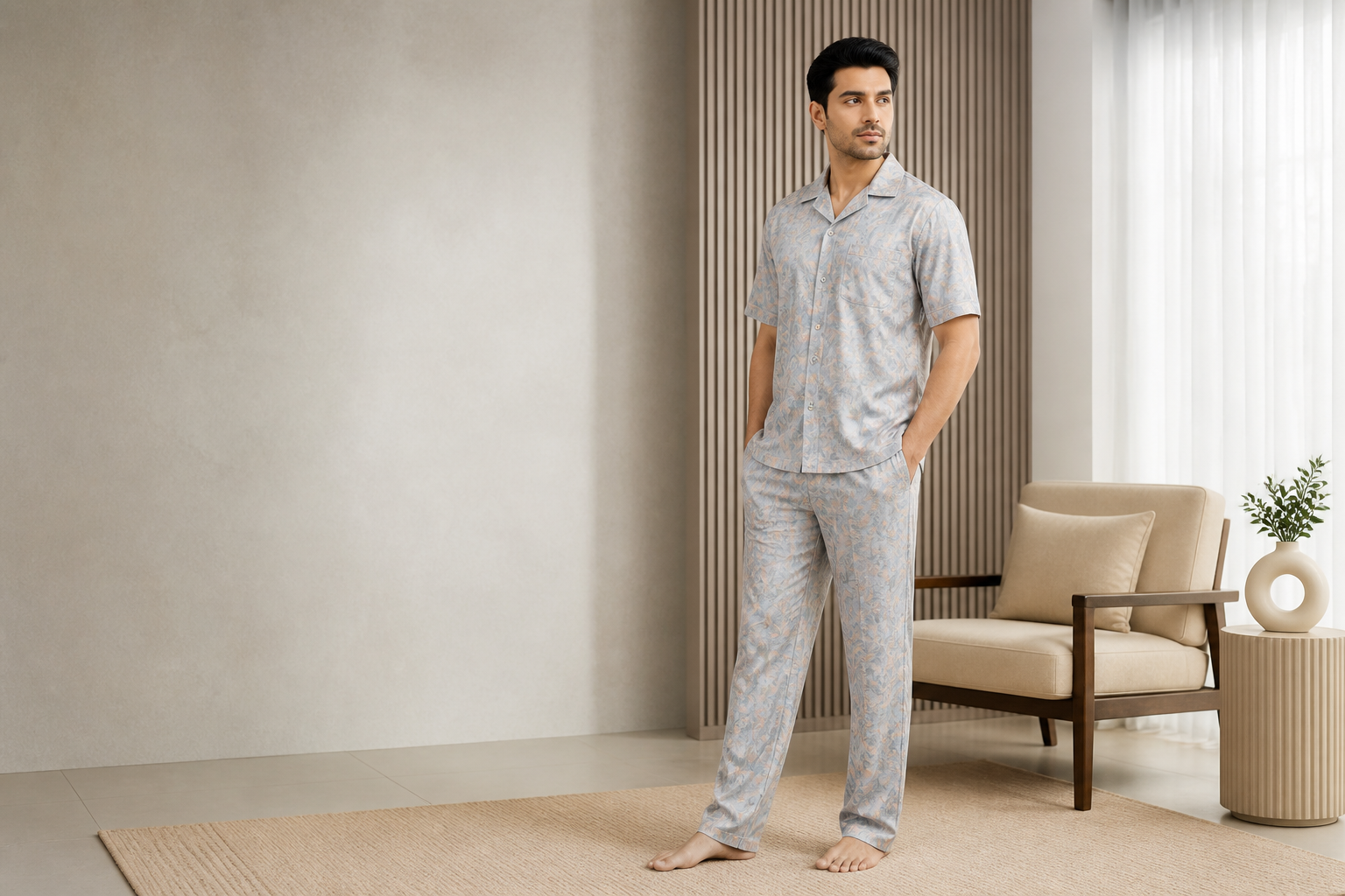 Men Night Suit · Light All-Over model fabric presentation